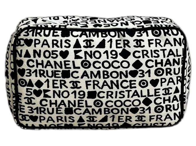 Chanel clutch Blanco Blanco roto Algodón  ref.941993