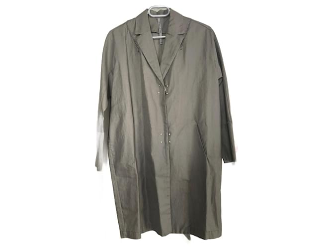 Autre Marque Coat-Jacket Long-Half Saion Grey Linen  ref.942009