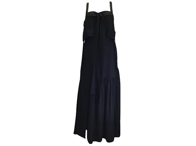 3.1 Phillip Lim Black Tie-Front Sleeveless Silk Gown / formal dress  ref.942213