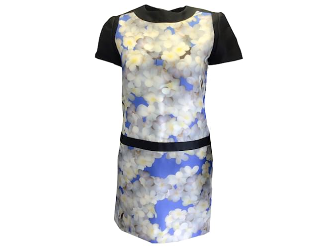 Victoria Beckham Blue Sakura Blossom Short Sleeved Floral Printed Drop-Waist  Silk Dress (Sold) - Joli Closet