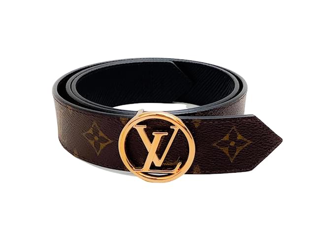 Louis Vuitton Mono Circle Gold Buckle Belt Leather ref.942229 - Joli Closet