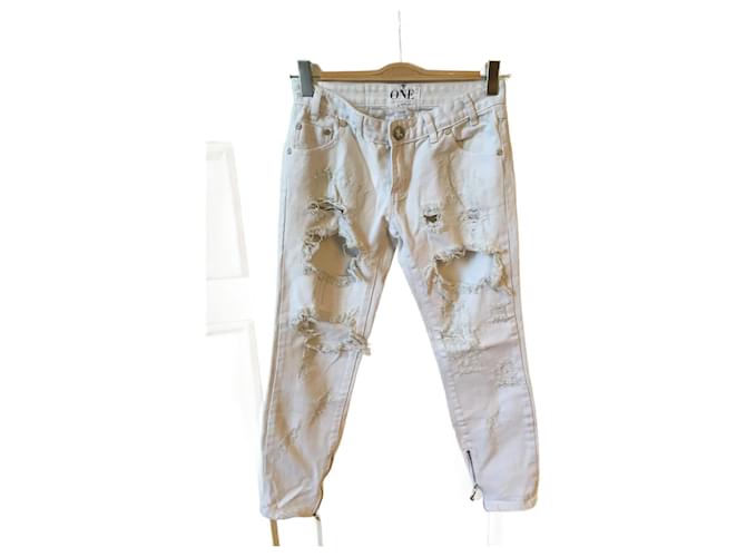Autre Marque ONE TEASPOON  Jeans T.US 25 cotton White  ref.942248