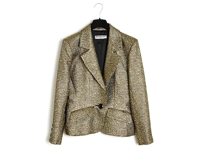 Yves Saint Laurent SAN LORENZO 86UN CONJUNTO ES40 CHAQUETA FALDA SEDA DORADA Dorado  ref.942277