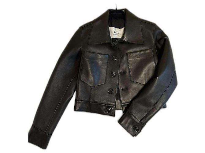 Autre Marque Ami Paris Lederjacke schwarz