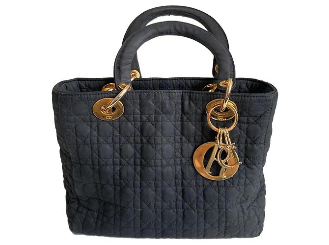 Sac Lady Dior en nylon noir