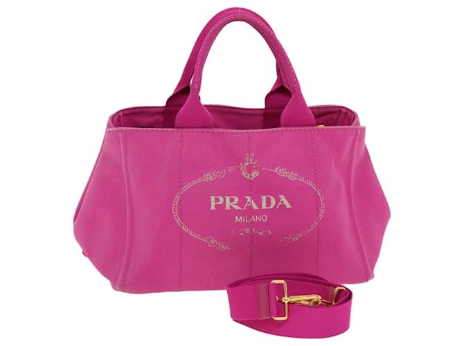 PRADA Canapa Hand Bag Canvas 2Way Pink Auth ki2993 Cloth  ref.943027