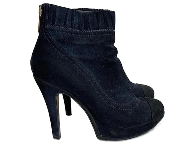 CHANEL  Ankle boots T.EU 36 Suede Blue  ref.943151