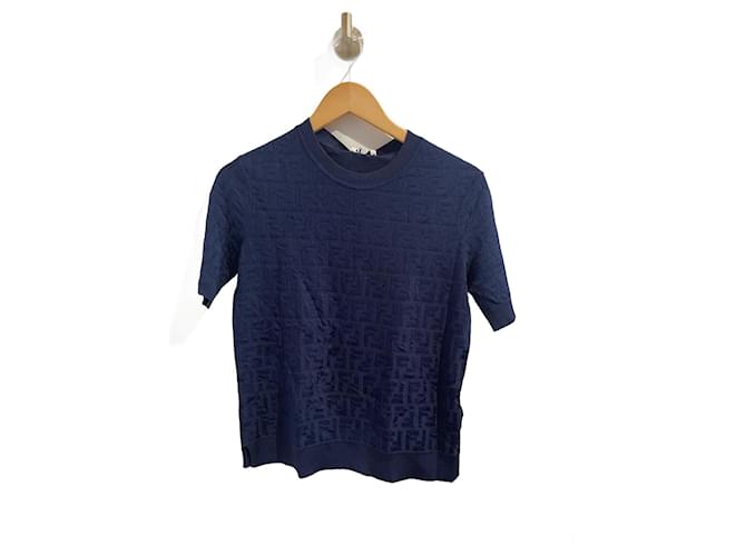 FENDI  Knitwear T.International M Cotton Blue  ref.943162