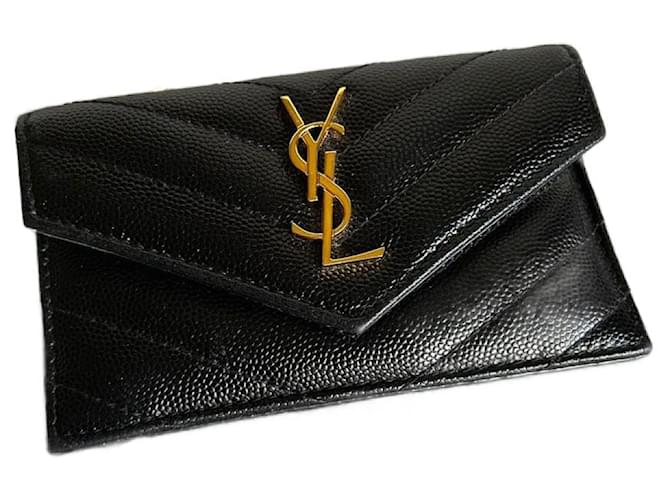 Black Cassandre envelope chevron-leather wallet, Saint Laurent