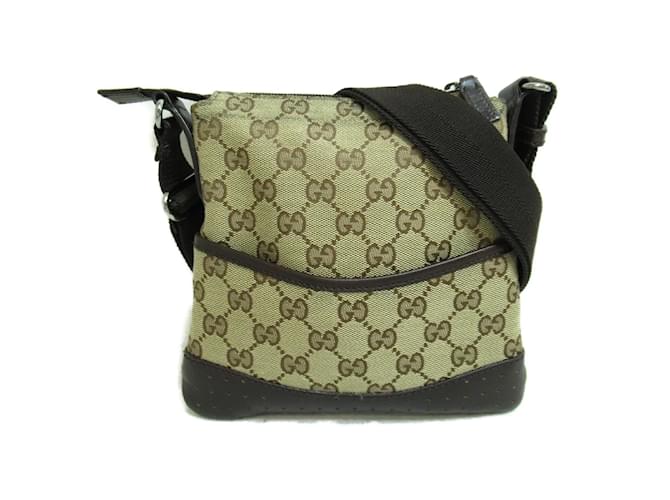 Gucci GG Canvas Messenger Bag 147671 Beige Cloth  ref.943444