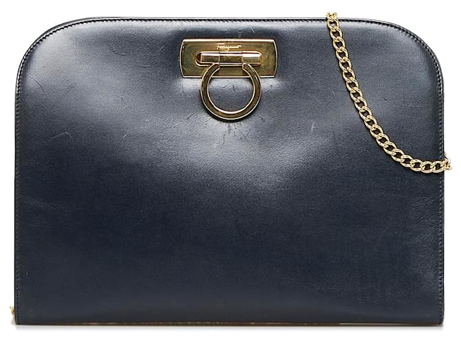 Ferragamo Women Mini Bag with New Gancini Chain Black