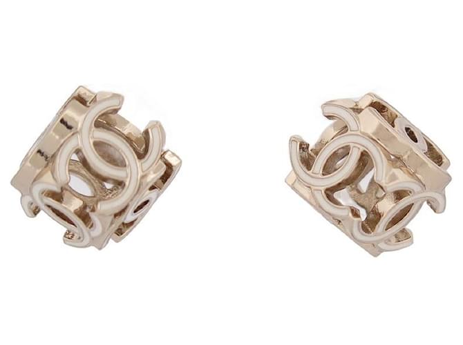 NEW CHANEL EARRINGS CUBE CHIPS LOGO CC METAL GOLD STEEL
