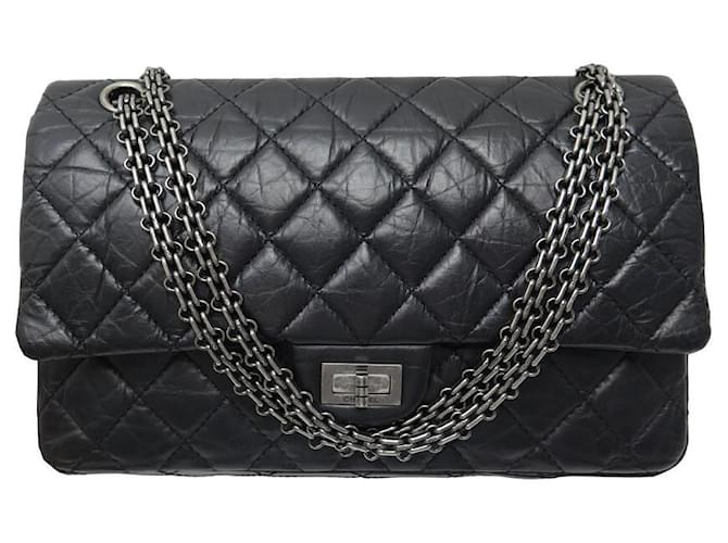 NEW LARGE CHANEL HANDBAG 2.55 AGED LEATHER A37587 HAND BAG STRAP