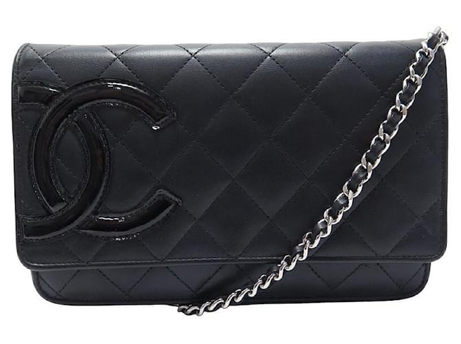CHANEL WALLET ON CHAIN CAMBON BANDOULIERE WOC HAND BAG PURSE Black Leather  ref.943636 - Joli Closet
