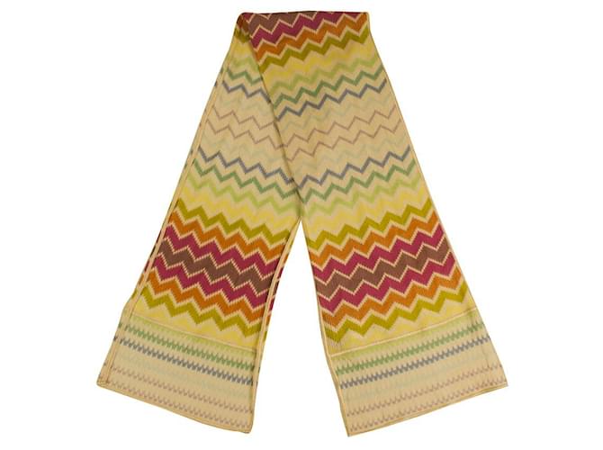 Missoni Scialle sciarpa in maglia di viscosa firmata Lollipop Zig Zag rosa giallo blu Multicolore  ref.943688