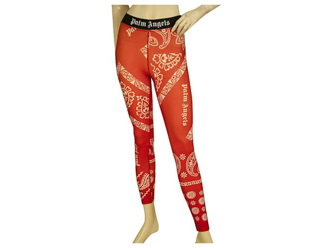 Palm Angels Red & White Floral Paisley Leggings calças tamanho XS Multicor Poliéster  ref.943691