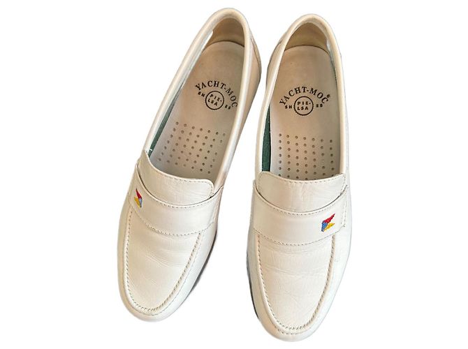 Autre Marque Pielsa Yacht Moc Loafer aus Leder Eggshell Aus weiß