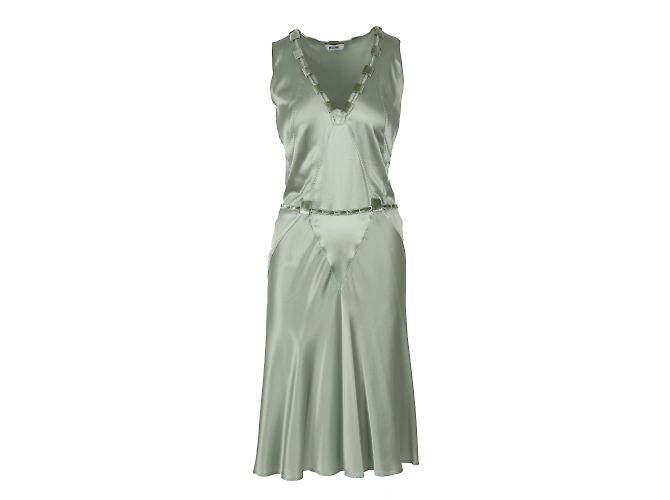 Moschino Perlenkleid mit V-Ausschnitt Grün