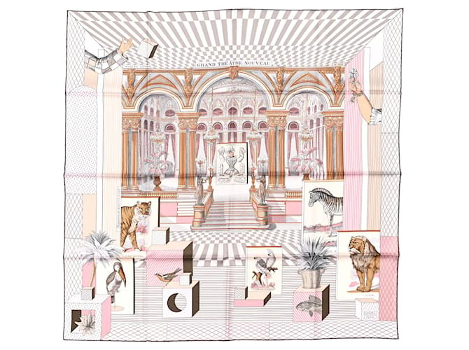 Hermès HERMES Paris : Square titled "New Grand Theater" 90x90 Multiple colors Silk  ref.943849