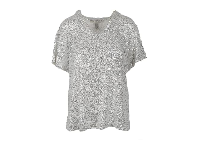Diane Von Furstenberg Oversized Sequin T-shirt White  ref.943887