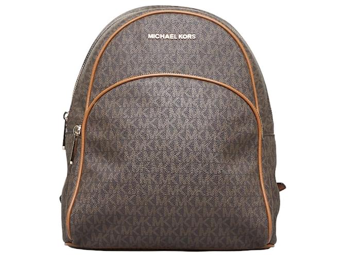 Michael Kors MK Signature Canvas Abbey Backpack Brown Cloth  ref.943936