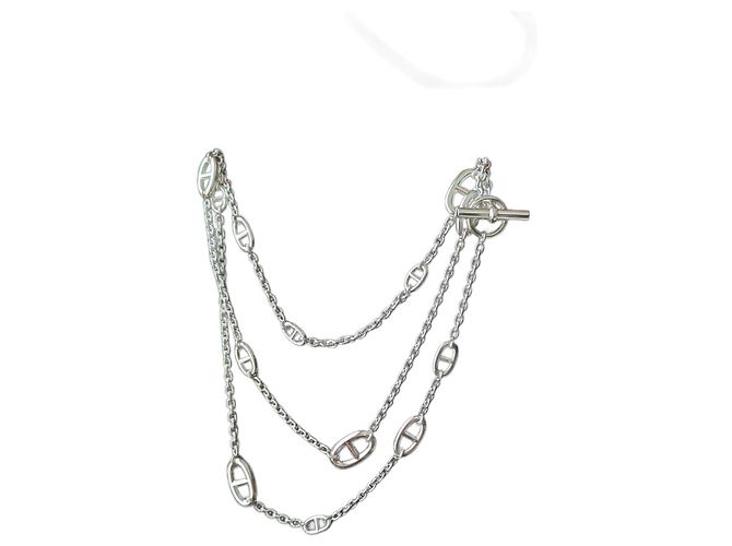 Hermès baile alegre 160 cm Largo Collar Plata 925 caja a estrenar Hardware de plata