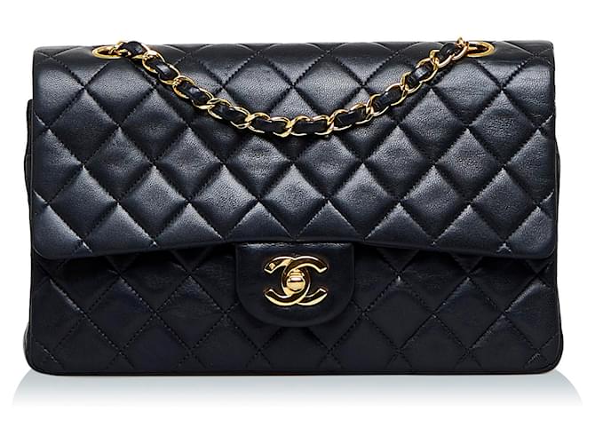 Chanel Black Medium Classic Lambskin Double Flap Bag Leather ref.944551 -  Joli Closet