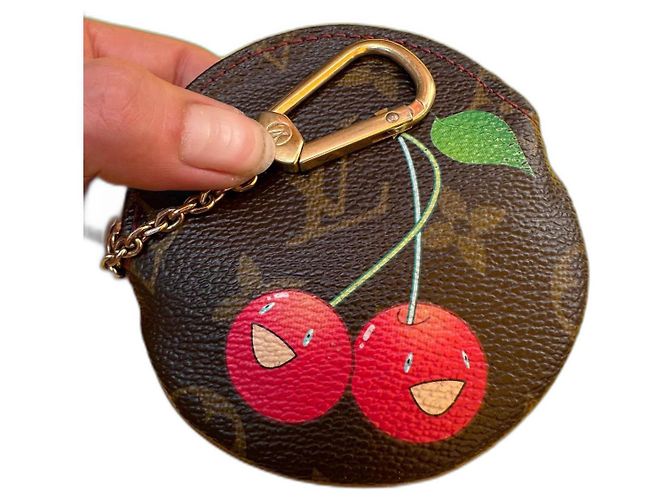 Zippy Louis Vuitton Cherry Round Coin Murakami Collection Brown Red Green