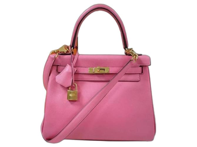 Hermès Hermes Kelly 25 Rosenledertasche Pink  ref.944616