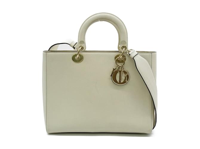 Large Leather Lady Dior White Pony-style calfskin ref.944680