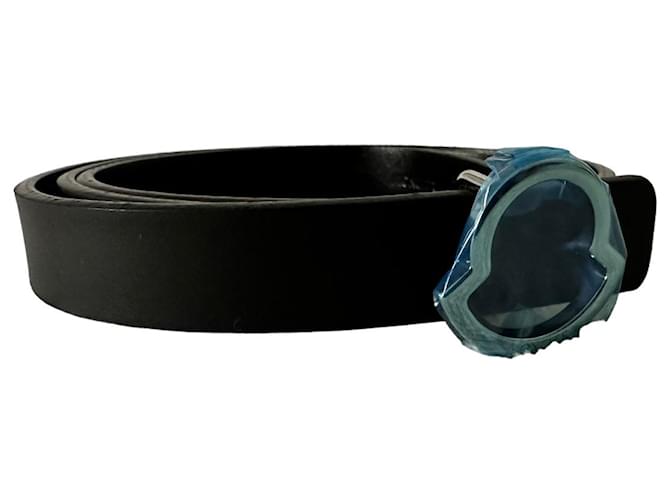 Moncler Black leather slim belt  ref.944724