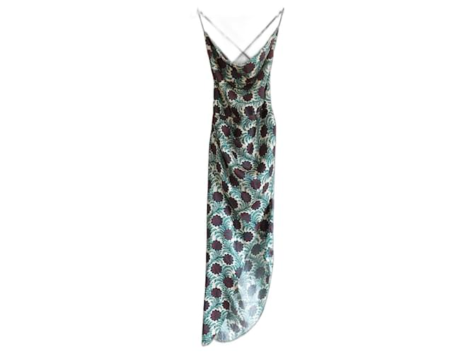 Vestido de seda con estampado Art Nouveau de Haney Holly Verde  ref.944739