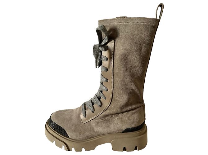 Brunello Cucinelli Botines de gamuza elástica