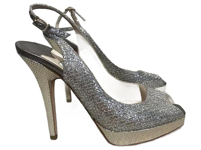 JIMMY CHOO  Heels T.EU 35.5 Leather Silvery  ref.944906