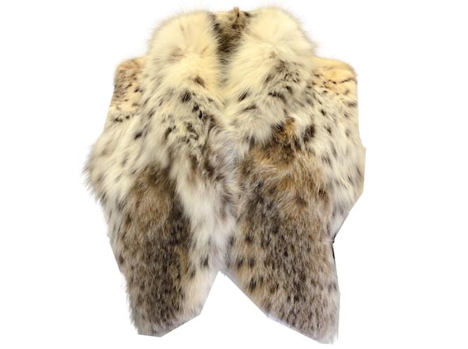 Oscar de la Renta Beige / Tan / Brown Patterned Cropped Lynx Fur Vest  ref.944962
