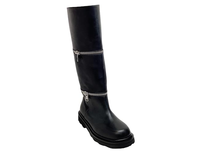 Marni Black Leather Zippered Detachable Boots  ref.944963