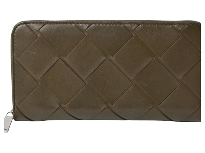 Bottega Veneta Intrecciato Khaki Leather  ref.945254
