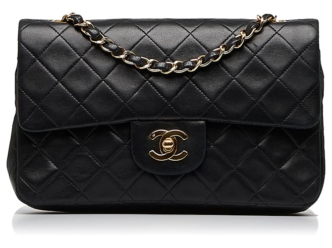Chanel Black Small Classic Lambskin Double Flap Leather ref.945617 - Joli  Closet