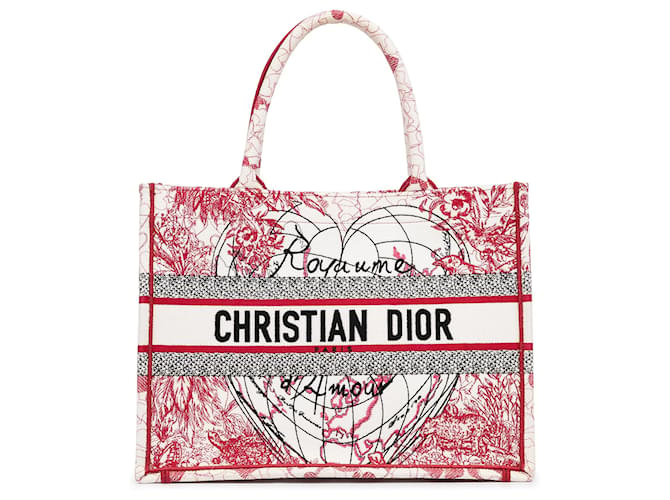 RED Oblique Embroidered Dior Book Tote large size