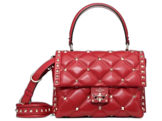 Valentino Candystud Red Quilted Leather