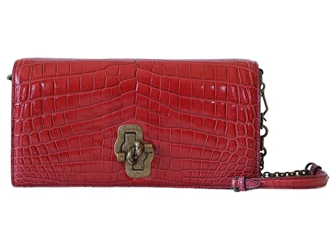 Bottega Veneta Crocodile Knot bag Red Exotic leather  ref.945859