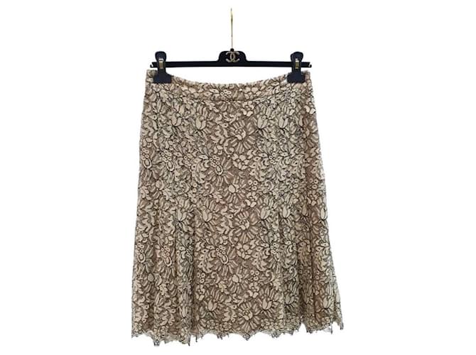 Chanel Beige Floral Lace Skirt Multiple colors Cotton  ref.945895