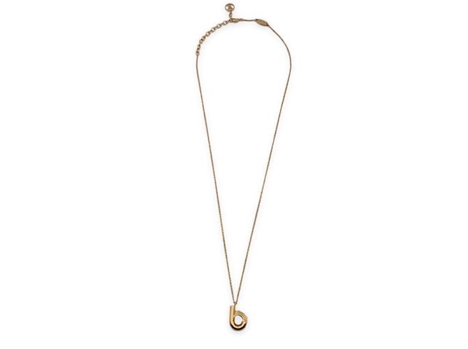 Louis Vuitton Gold Metal LV & Me Letter Pendant Necklace Golden  ref.945907