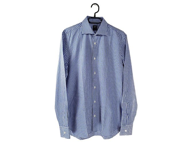 Autre Marque Boggi Gingham Hemd Blau Baumwolle