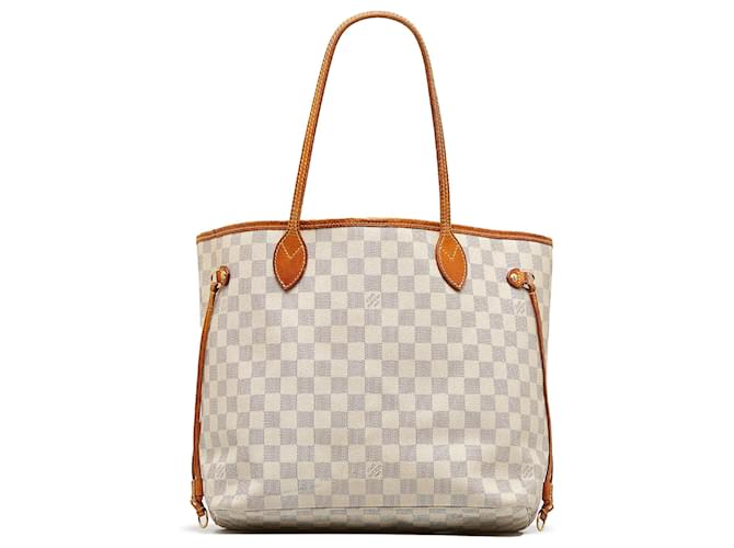 Louis Vuitton White Damier Azur Neverfull MM Cloth ref.953594