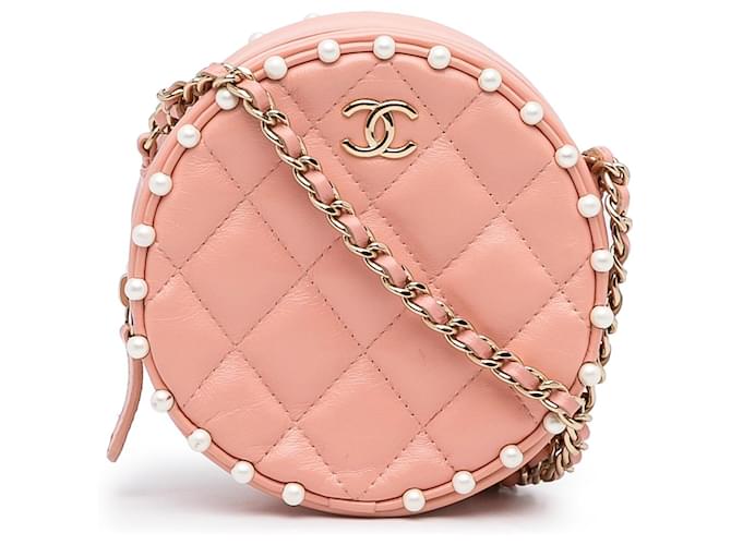 Chanel Pink Pearl Round As Earth Crossbody Bag Leather ref.946528
