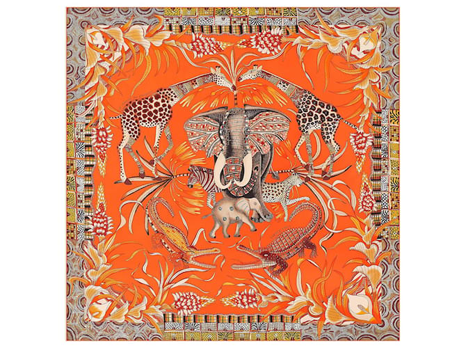 Hermès Hermes : Rare scarf "The March of the Zambezi" 2016 but already collector! Multiple colors Silk  ref.946557