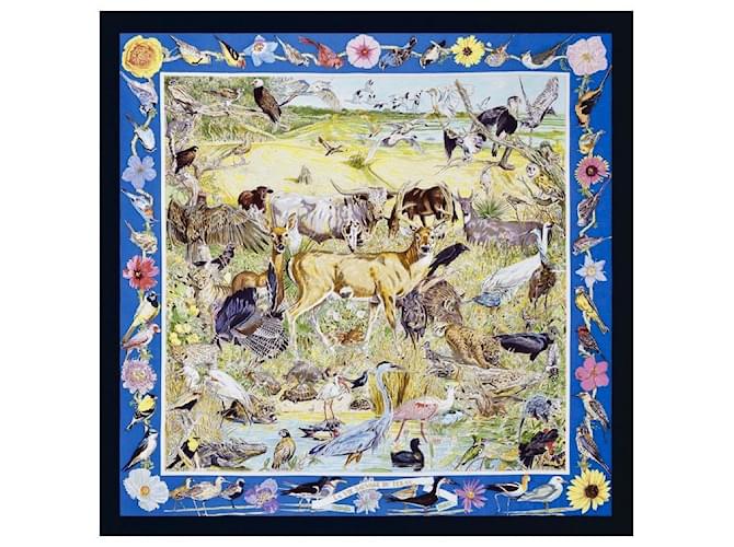 Hermès Hermes: Rare Square "The Wild Life of Texas"  2014 Already a collector! Multiple colors Silk  ref.946558