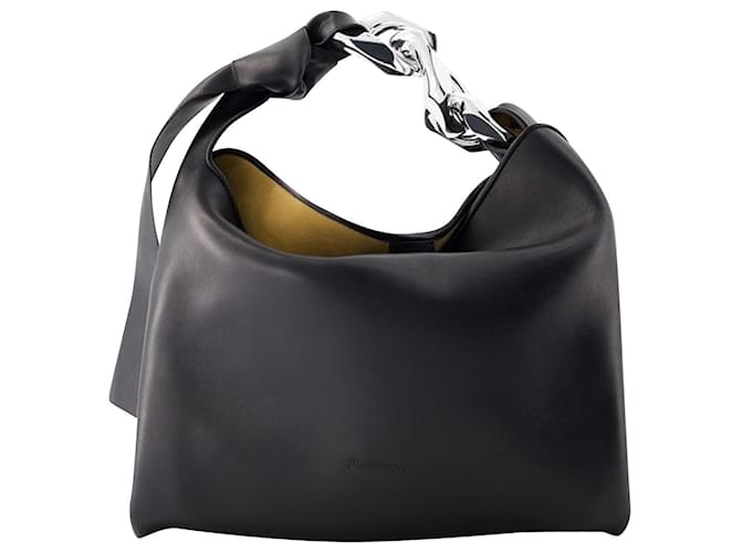 JW Anderson Small Chain Hobo Bag - J.W.Anderson - Leather - Black Pony-style calfskin  ref.946593