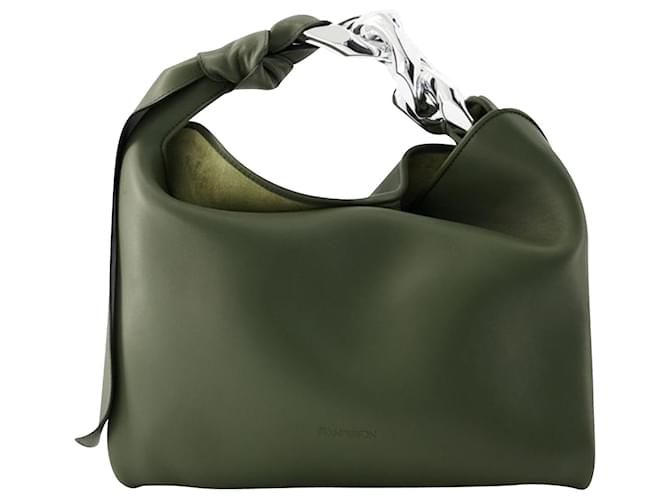 JW Anderson Small Chain Hobo Bag - J.W.Anderson - Leather - Khaki Green Pony-style calfskin  ref.946595
